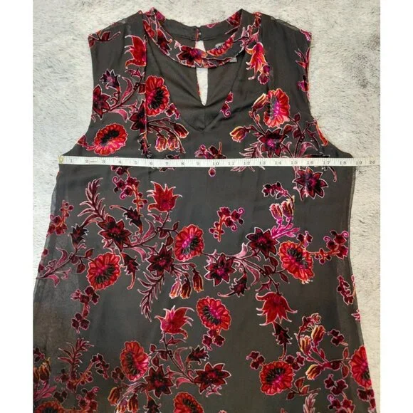 Luxology Multicolor Velvet Floral Overlay Choker Dress 8 Burnout - Picture 9 of 10